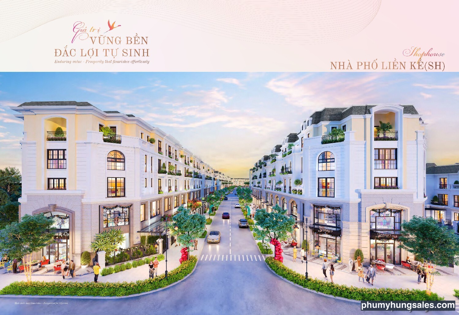Phối cảnh mẫu Shophouse 2 mặt tiền đường, 2 mặt thoáng Phối cảnh mẫu Shophouse 2 mặt tiền đường, 2 mặt thoáng